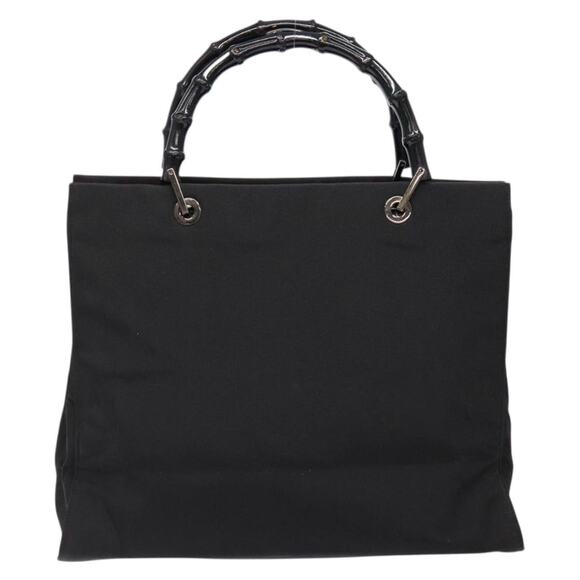 GUCCI Bamboo Hand Bag Nylon Black Silver 002 002 - Picture 3 of 16